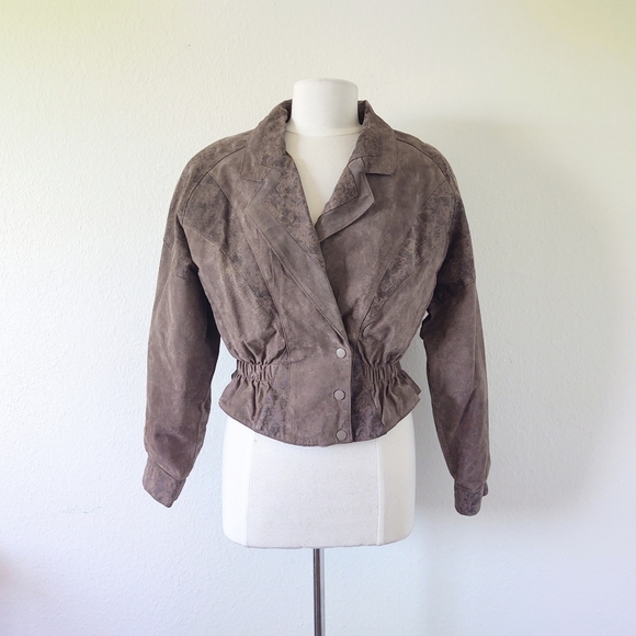 CHIA Vintage Leather Peplum Jacket Size L - Picture 3 of 8